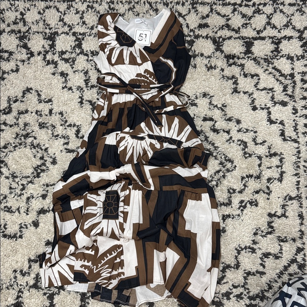 Brown and Black Patterned Maxi Dress